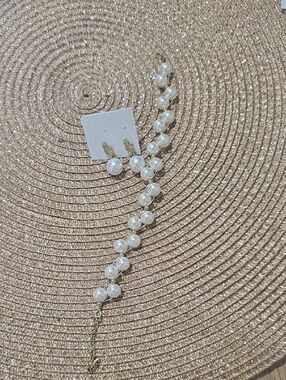 Gold Pearl Vine Bracelet and Earrings Set - White Pearls